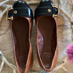 Tory Burch Black and Brown Ballet Flats